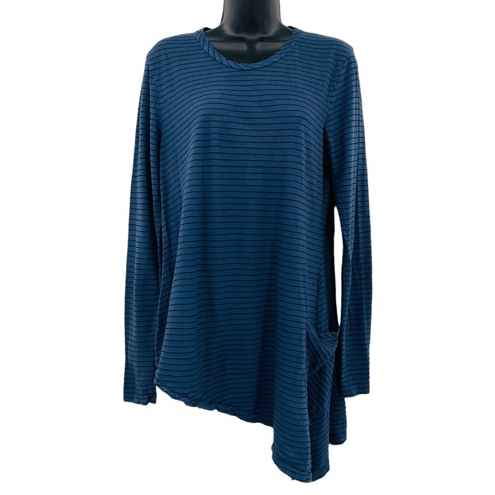 Cut Loose‎ asymmetrical tunic stripe pocket lagenlook blue women's size S